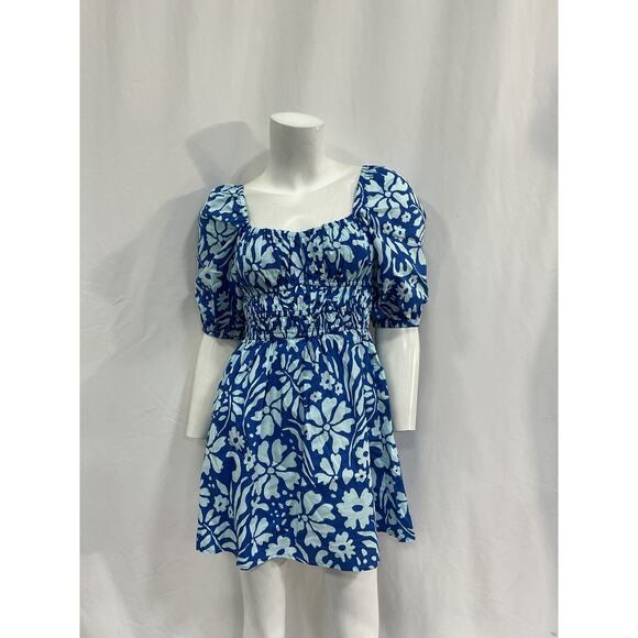Faithfull The Brand 'Marinelli' Blue Cotton Mini Dress Size XS - Picture 2 of 5